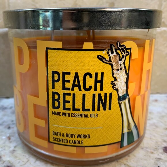 Bath & Body Works Candle Peach Bellini 3 Wick NEW - Picture 1 of 4